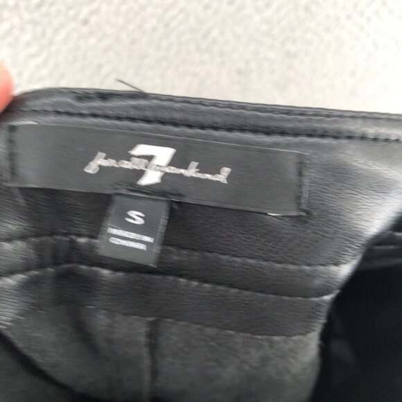 7 For All Mankind Pants Women Small Black Faux Leather PU Stretch Ankle Straight - Picture 6 of 13